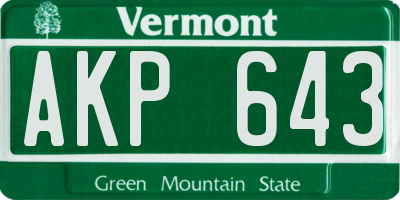 VT license plate AKP643