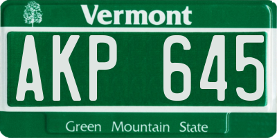 VT license plate AKP645