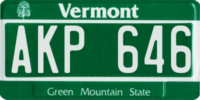 VT license plate AKP646