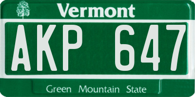VT license plate AKP647