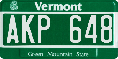 VT license plate AKP648