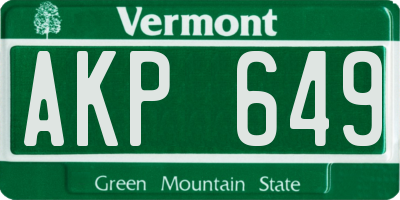 VT license plate AKP649
