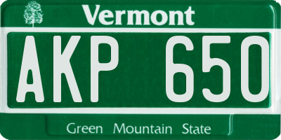 VT license plate AKP650