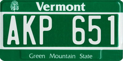 VT license plate AKP651