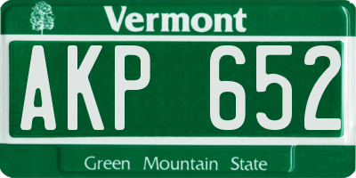 VT license plate AKP652