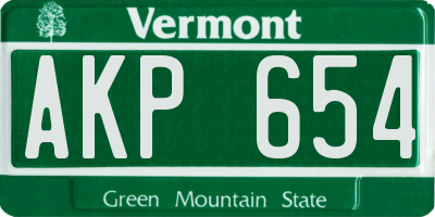 VT license plate AKP654