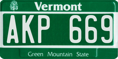 VT license plate AKP669