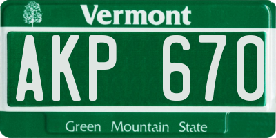 VT license plate AKP670