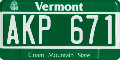 VT license plate AKP671