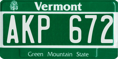 VT license plate AKP672