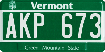 VT license plate AKP673