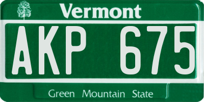VT license plate AKP675