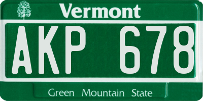 VT license plate AKP678