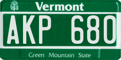 VT license plate AKP680