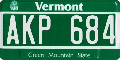 VT license plate AKP684