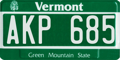 VT license plate AKP685