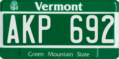 VT license plate AKP692