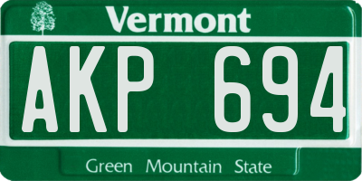 VT license plate AKP694