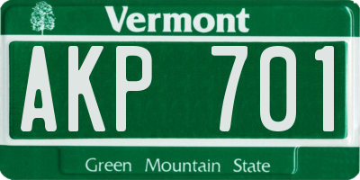 VT license plate AKP701