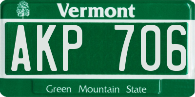 VT license plate AKP706