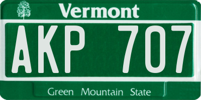 VT license plate AKP707
