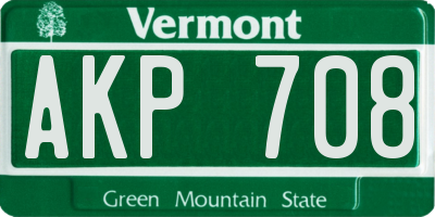 VT license plate AKP708