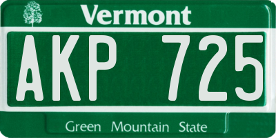 VT license plate AKP725