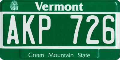 VT license plate AKP726