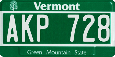 VT license plate AKP728