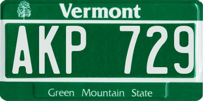 VT license plate AKP729