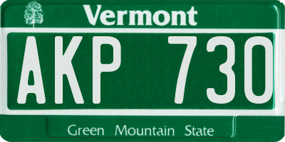 VT license plate AKP730