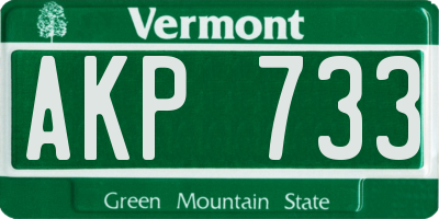 VT license plate AKP733