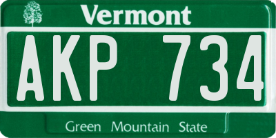 VT license plate AKP734