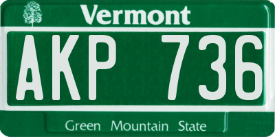 VT license plate AKP736