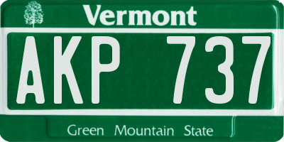 VT license plate AKP737