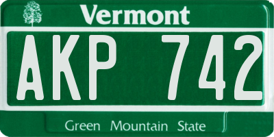 VT license plate AKP742