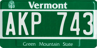 VT license plate AKP743