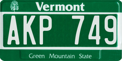 VT license plate AKP749