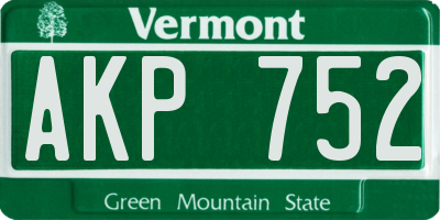 VT license plate AKP752