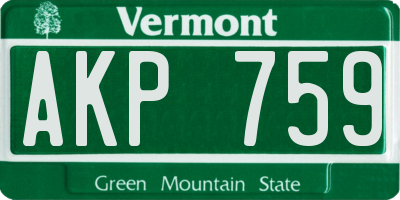 VT license plate AKP759
