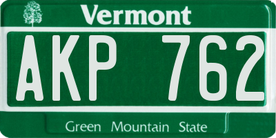 VT license plate AKP762