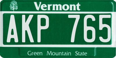 VT license plate AKP765