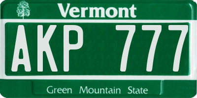 VT license plate AKP777
