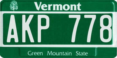 VT license plate AKP778