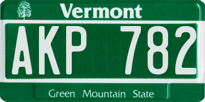 VT license plate AKP782