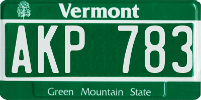 VT license plate AKP783