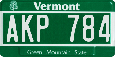VT license plate AKP784