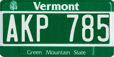 VT license plate AKP785