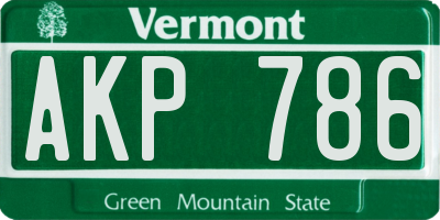 VT license plate AKP786