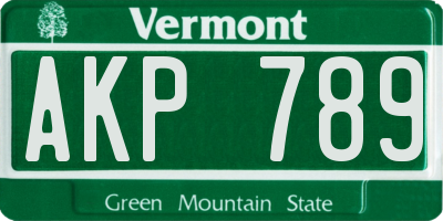 VT license plate AKP789